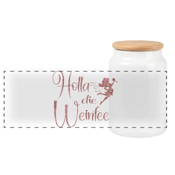 Weißwein Rotwein JGA Vino Wein - Holla die Weinfee - Panorama Keksdose mit Holzdeckel - Weiß - Vorne