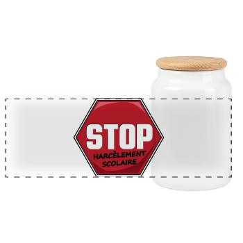 Stop Harcèlement Scolaire - Boîte à biscuits avec couvercle en bois - blanc - Devant