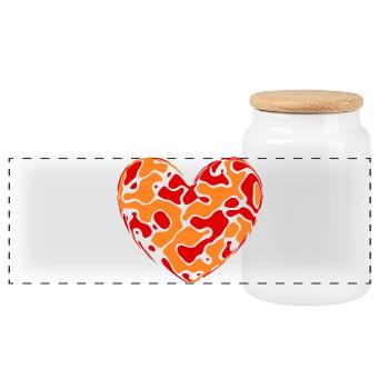 Orange Heart Heart Gift Mother's Day Mother - Panoramic Cookie Jar with Wooden Lid - white - Front