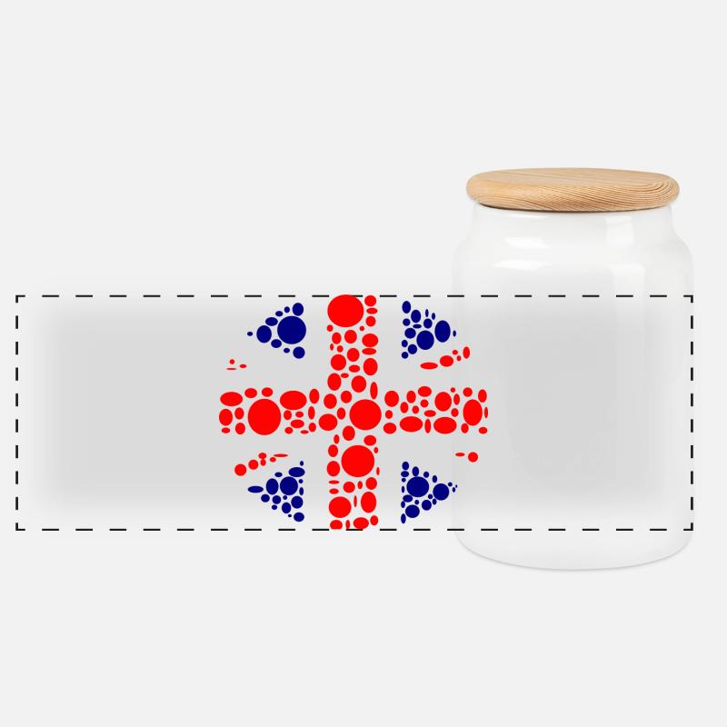 england - Panoramic Cookie Jar with Wooden Lid - white