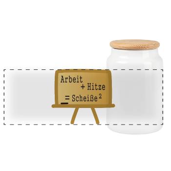 Arbeiten und Hitze - Panorama Keksdose mit Holzdeckel - Weiß - Vorne