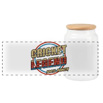 Cricket Legende Sport Design - Panorama Keksdose mit Holzdeckel - Weiß - Vorne