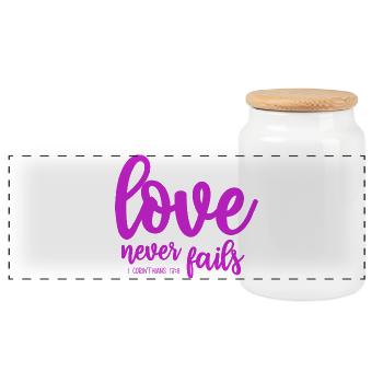 t-shirt L’amour n’échoue jamais Bible Saint-Valentin - Boîte à biscuits avec couvercle en bois - blanc - Devant