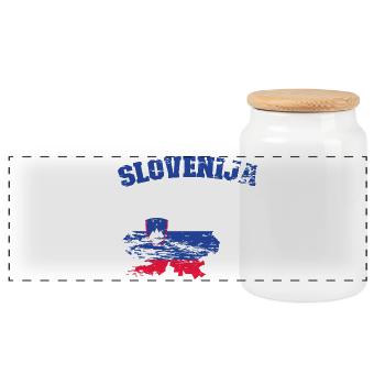 Slowenien Flagge Landkarte used - Panorama Keksdose mit Holzdeckel - Weiß - Vorne
