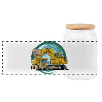 Équipement de construction Monster - Boîte à biscuits avec couvercle en bois - blanc - Devant