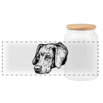 Braque du Bourbonnais Portrait - Panoramic Cookie Jar with Wooden Lid - white - Front