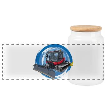 Snow groomer, snow cater, snow cat - Panoramic Cookie Jar with Wooden Lid - white - Front