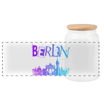 Berlin Skyline Panorama - Boîte à biscuits avec couvercle en bois - blanc - Devant