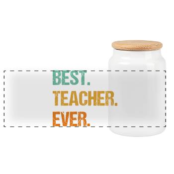Bester Lehrer aller Zeiten Motivations-T-Shirt - Panorama Keksdose mit Holzdeckel - Weiß - Vorne