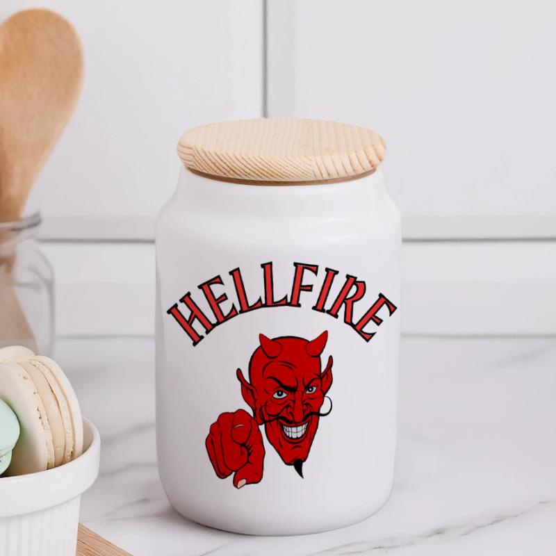 Devil, Satan, Devil, Hellfire Panoramic Cookie Jar with Wooden Lid