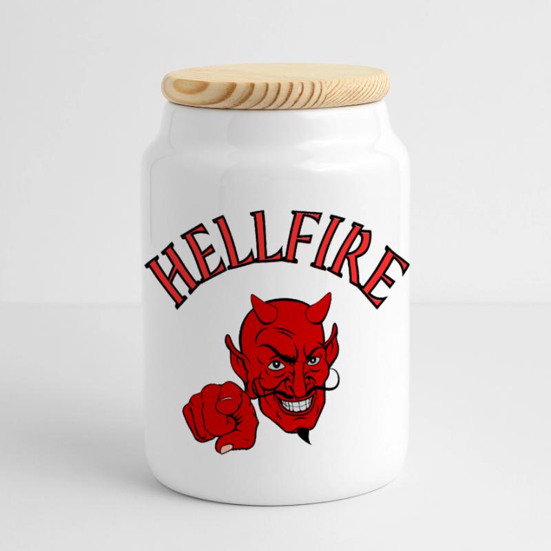 Devil, Satan, Devil, Hellfire Panoramic Cookie Jar with Wooden Lid