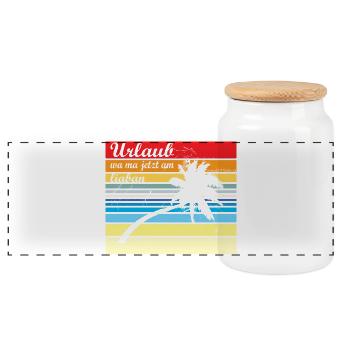 Urlaub wa ma jetzt liaba - Urlaub wäre mir lieber - Panorama Keksdose mit Holzdeckel - Weiß - Vorne