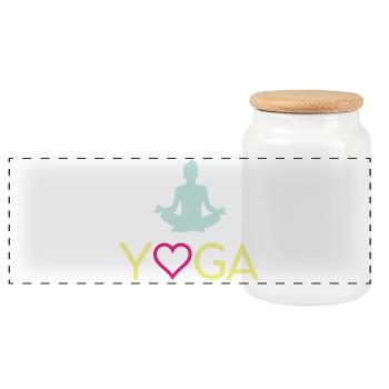 Yoga - Panoramic Cookie Jar with Wooden Lid - white - Front
