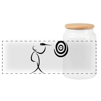 Minimalist darts dart player with dart and dart - Panoramic Cookie Jar with Wooden Lid - white - Front