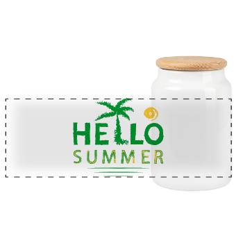 Hello Summer - Panoramic Cookie Jar with Wooden Lid - white - Front