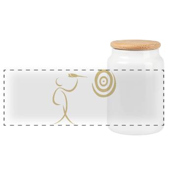 Minimalist darts dart player with dart and dart - Panoramic Cookie Jar with Wooden Lid - white - Front
