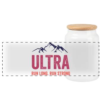 Ultra Running - Run Long. Courez fort. - Boîte à biscuits avec couvercle en bois - blanc - Devant