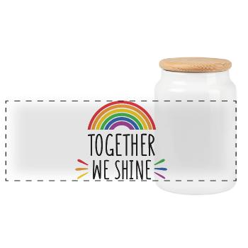 Pride Month - Together We Shine - Panoramic Cookie Jar with Wooden Lid - white - Front