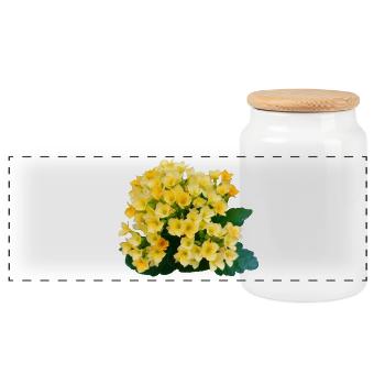 Fleurs printanières jaune doré - Boîte à biscuits avec couvercle en bois - blanc - Devant