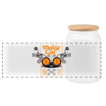 MOTORCAT 02 - Boîte à biscuits avec couvercle en bois - blanc - Devant