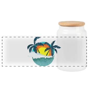 Coucher de soleil tropical sur l’île des palmiers - Boîte à biscuits avec couvercle en bois - blanc - Devant