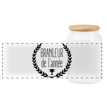 Branleur de l'année  éloge de la paresse et humour - Boîte à biscuits avec couvercle en bois - blanc - Devant