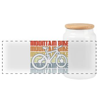 Vintage mountain bike - Panoramic Cookie Jar with Wooden Lid - white - Front
