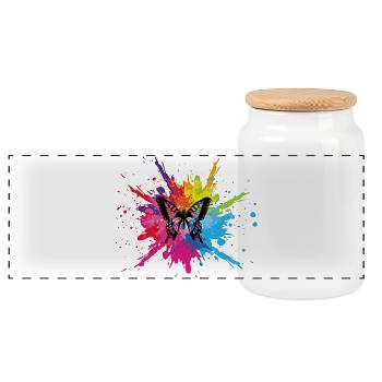 Papillon multicolore - Boîte à biscuits avec couvercle en bois - blanc - Devant