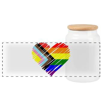 Pride Heart Chevron Pattern - Panoramic Cookie Jar with Wooden Lid - white - Front