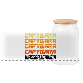 Capybara Wasserschwein - Panorama Keksdose mit Holzdeckel - Weiß - Vorne