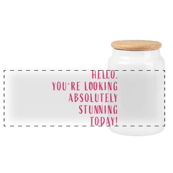 Hello. You're looking absolutely stunning today! - Panorama Keksdose mit Holzdeckel - Weiß - Vorne