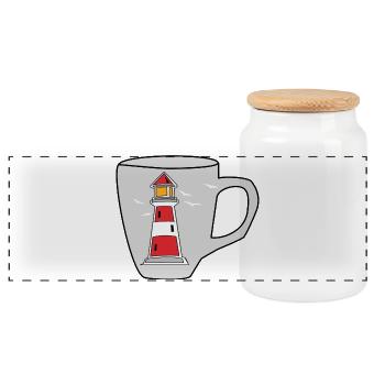 Mug Maritime Lighthouse Ahoy Signal Nautical Tower - Panoramic Cookie Jar with Wooden Lid - white - Front