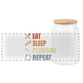 Manger Sommeil Plomberie Répéter - Boîte à biscuits avec couvercle en bois - blanc - Devant