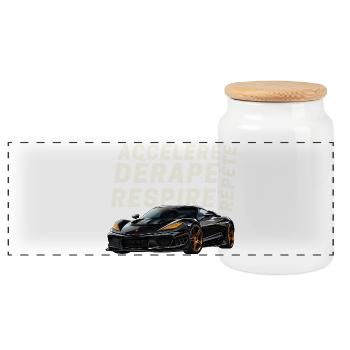 Voiture sport et lettres dynamiques - Boîte à biscuits avec couvercle en bois - blanc - Devant