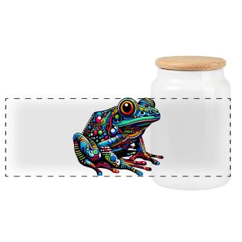 Frosch - Panorama Keksdose mit Holzdeckel - Weiß - Vorne