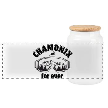 Skiing, snowboarding, ski resort - Panoramic Cookie Jar with Wooden Lid - white - Front