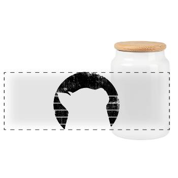 Chat - Boîte à biscuits avec couvercle en bois - blanc - Devant