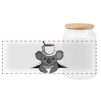 Kaffee Koala - Panorama Keksdose mit Holzdeckel - Weiß - Vorne