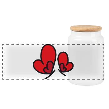 Silhouette des Deux Cœurs Rouges - Boîte à biscuits avec couvercle en bois - blanc - Devant