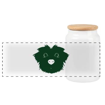 Chiot vert - Boîte à biscuits avec couvercle en bois - blanc - Devant