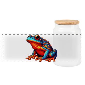 Frog - Panoramic Cookie Jar with Wooden Lid - white - Front