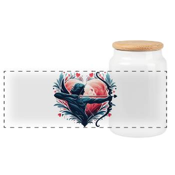 Mythischer Herz-Bogenschütze Illustration - Panorama Keksdose mit Holzdeckel - Weiß - Vorne