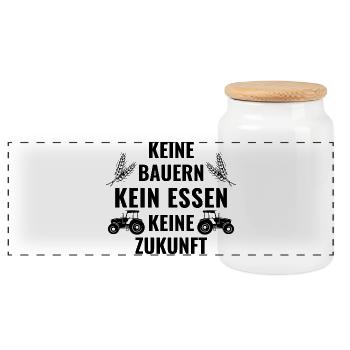 Keine Bauern - Kein Essen - Keine Zukunft - Panorama Keksdose mit Holzdeckel - Weiß - Vorne