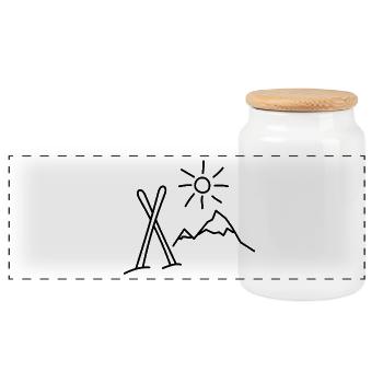 Ski - Panoramic Cookie Jar with Wooden Lid - white - Front