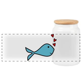 HERZ. HERZ. VALENTINSTAG. LIEBE. LIEBE. PAAR. - Panorama Keksdose mit Holzdeckel - Weiß - Vorne