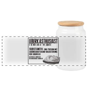 Leberkasthusiast – Leberkas Lifestyle Humor - Panorama Keksdose mit Holzdeckel - Weiß - Vorne