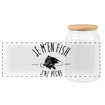 Je m’en fish – T-shirt pêcheur humoristique - Boîte à biscuits avec couvercle en bois - blanc - Devant