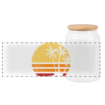 Sunset Retro Palmen - Panorama Keksdose mit Holzdeckel - Weiß - Vorne