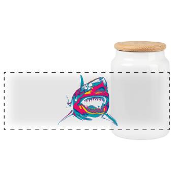 Requin néon Pop Art Couleur Feu - Boîte à biscuits avec couvercle en bois - blanc - Devant