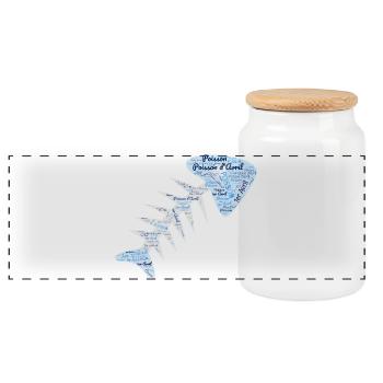 POISSON. POISSON D'AVRIL - Boîte à biscuits avec couvercle en bois - blanc - Devant